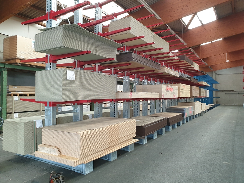 Sipag cantilever rack for storage of boards.
