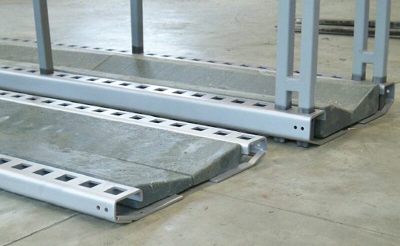 PKT Coiltray type 11/90 Lift truck for storage of slit coils handled by forklift truck.