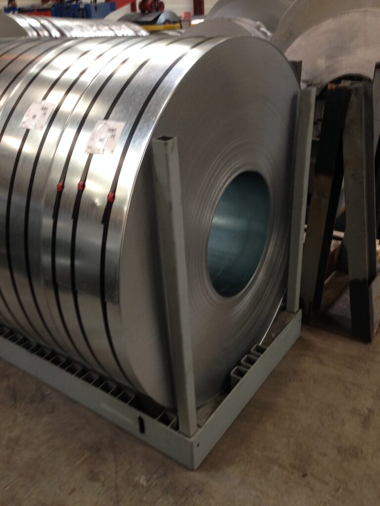 Coil storage PKT Coiltray type 08 Overhead crane for storage of slit coils handled by overhead crane.